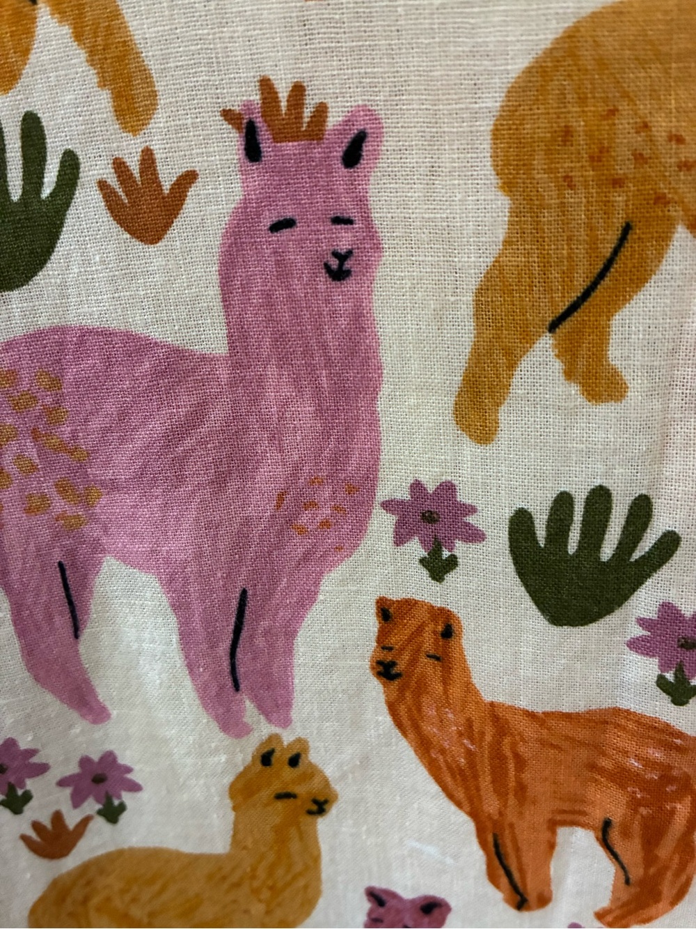 CUTE!! Princess Highway Pink and Orange Smiling Llama Cotton Linen Mini Dress! - Picture 3 of 6